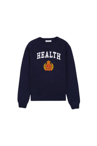 Pull brodé à col rond - Navy