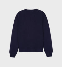 Pull brodé à col rond - Navy