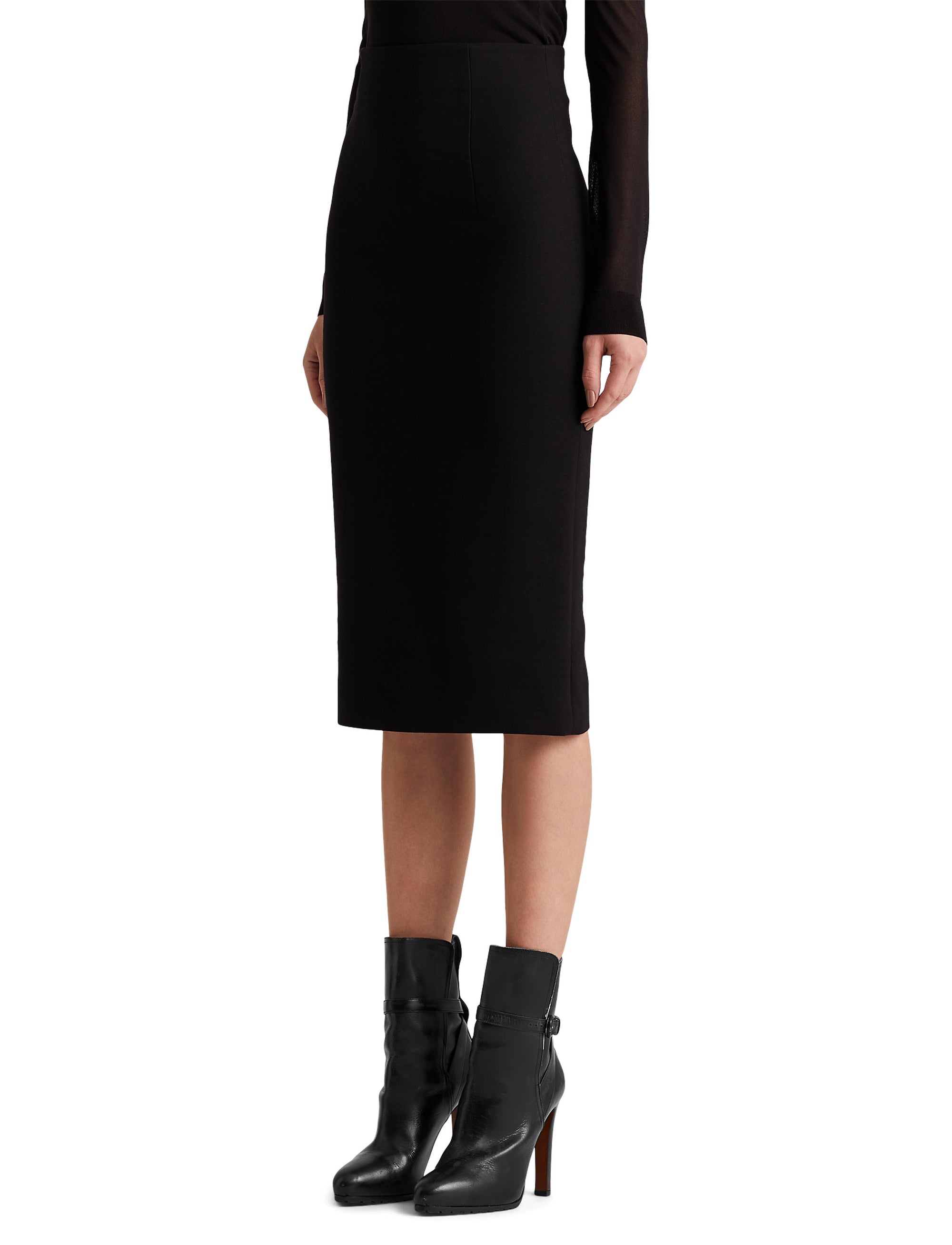 Jupe crayon courte Curran en cuir nappa - Noir