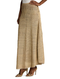Robe Leanne évasée à taille marquée en cuir - Sable clair