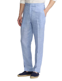 Glenn linen houndstooth trousers - Cornflower Blue & White