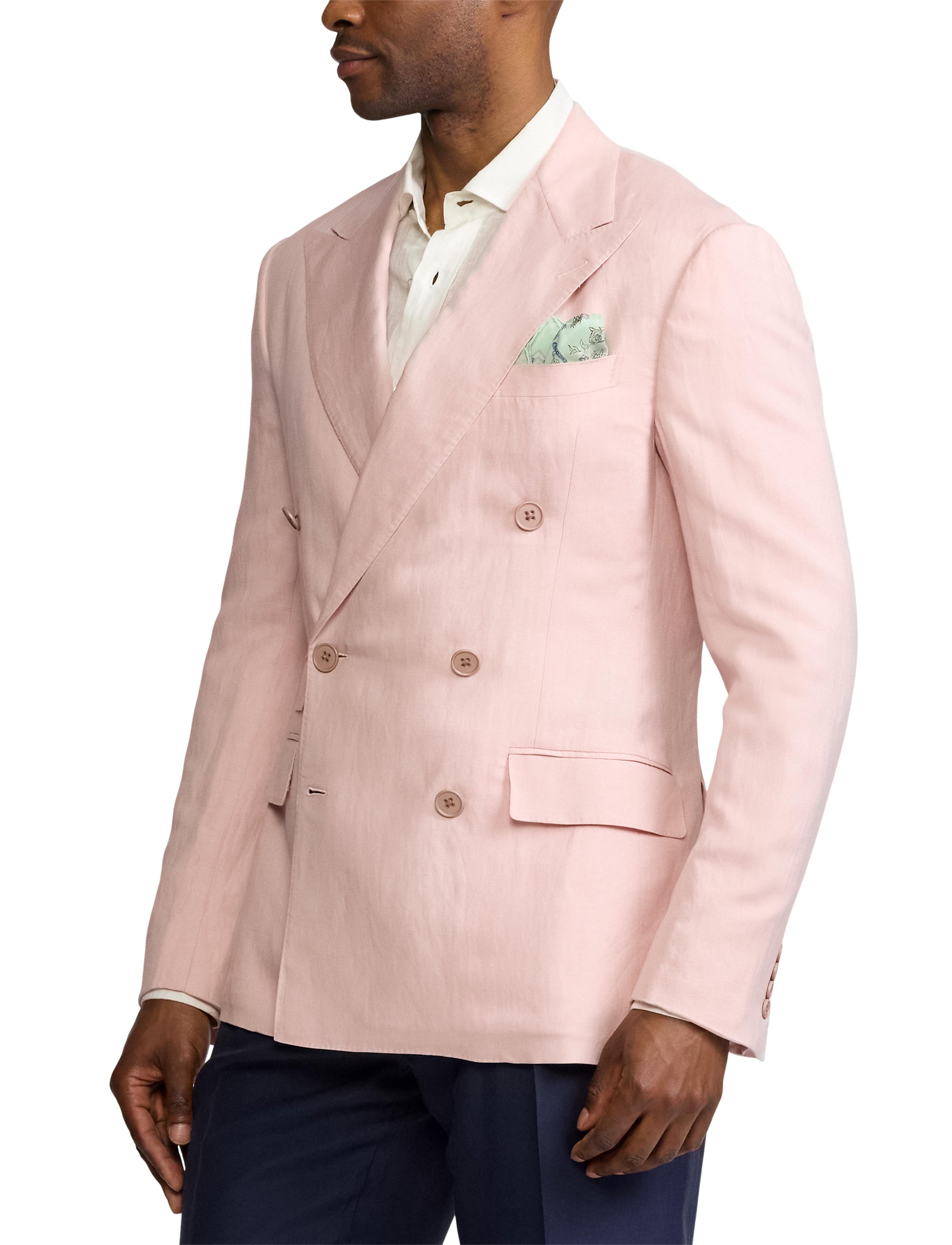 Veste Kent en soie et lin mélangé - Soft Pink