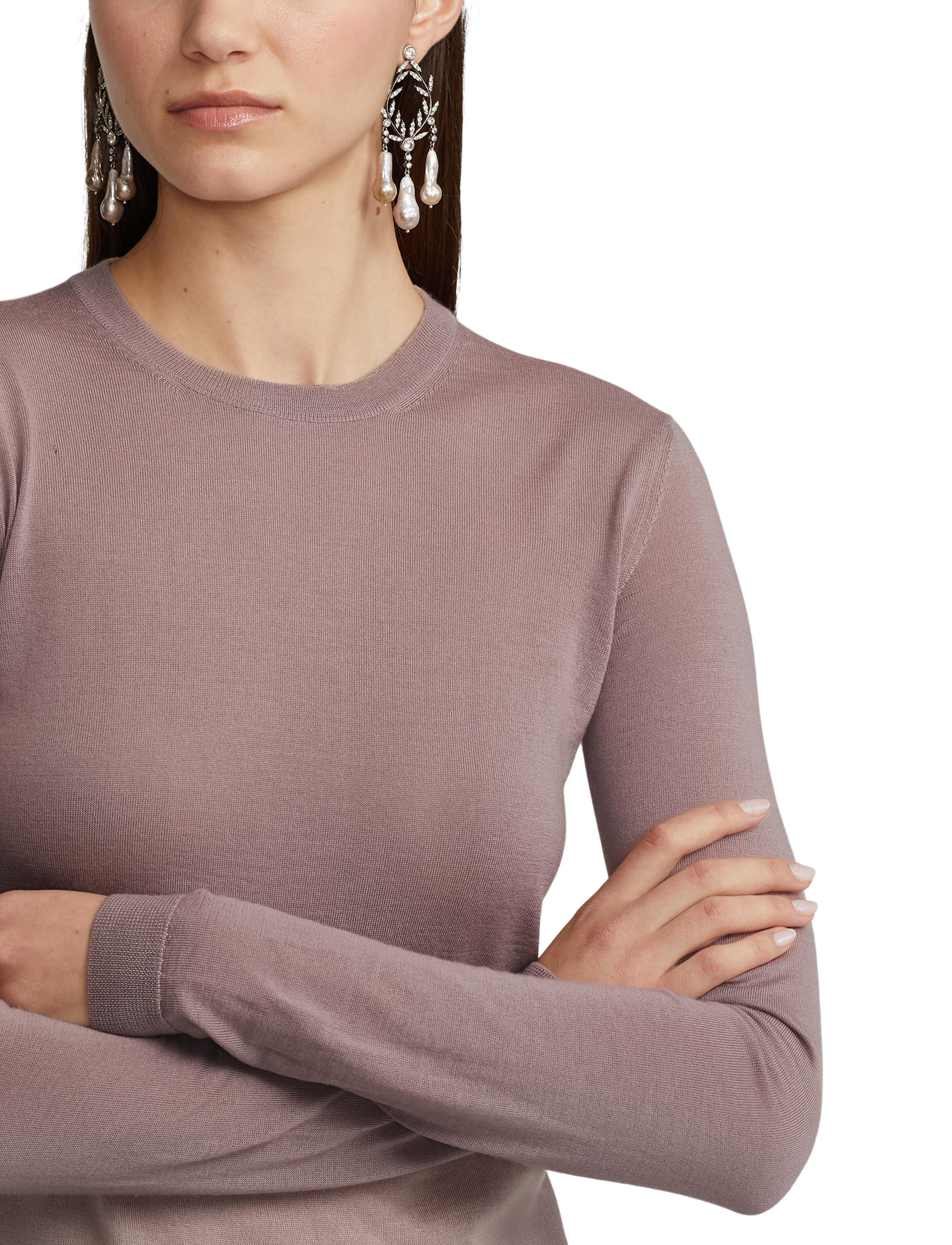 Pull col rond en cachemire - Mauve
