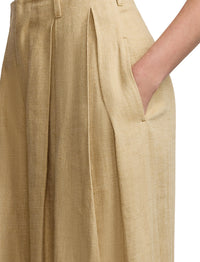 Greer silk twill and linen blend trousers with darts - Lux Tan