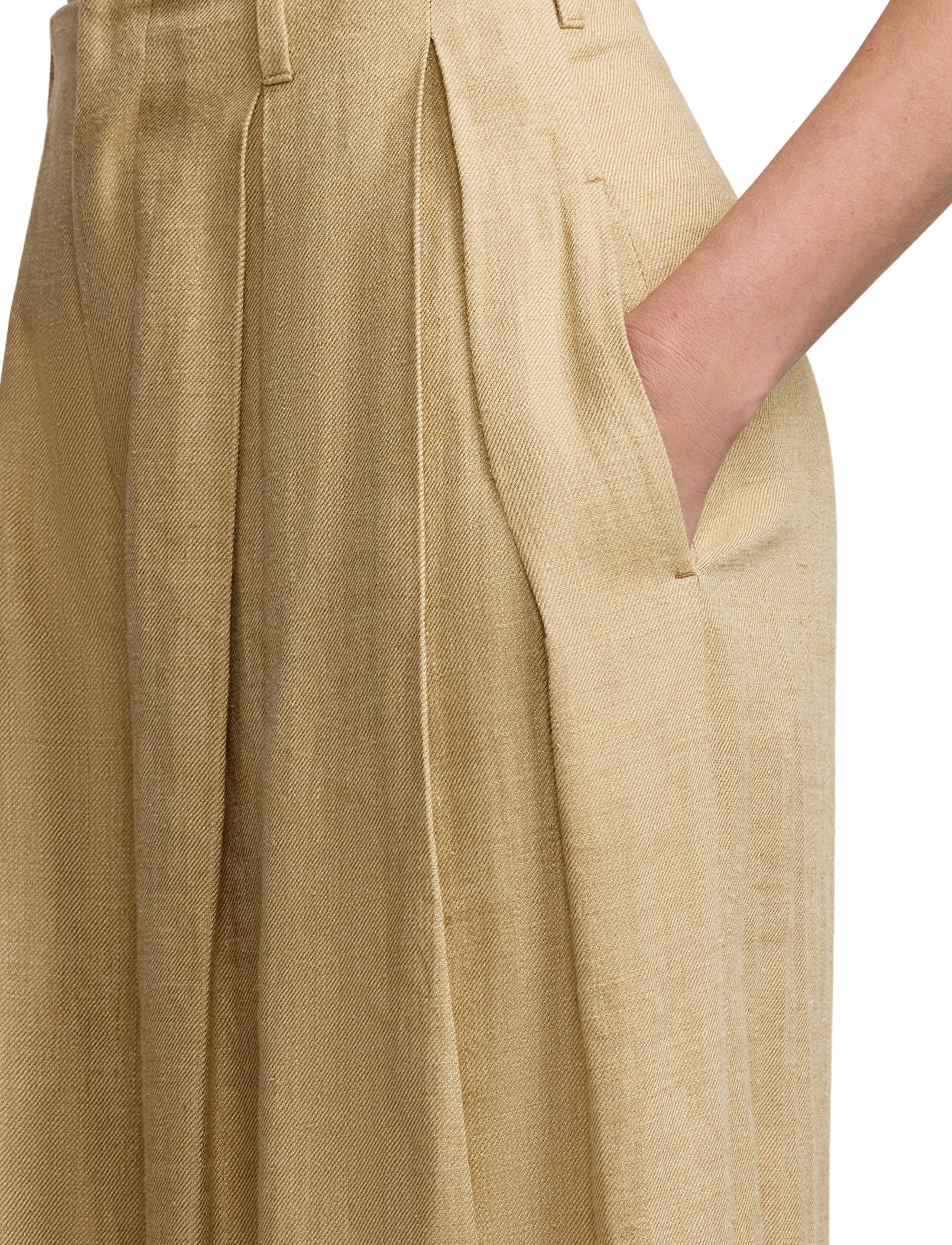 Greer silk twill and linen blend trousers with darts - Lux Tan