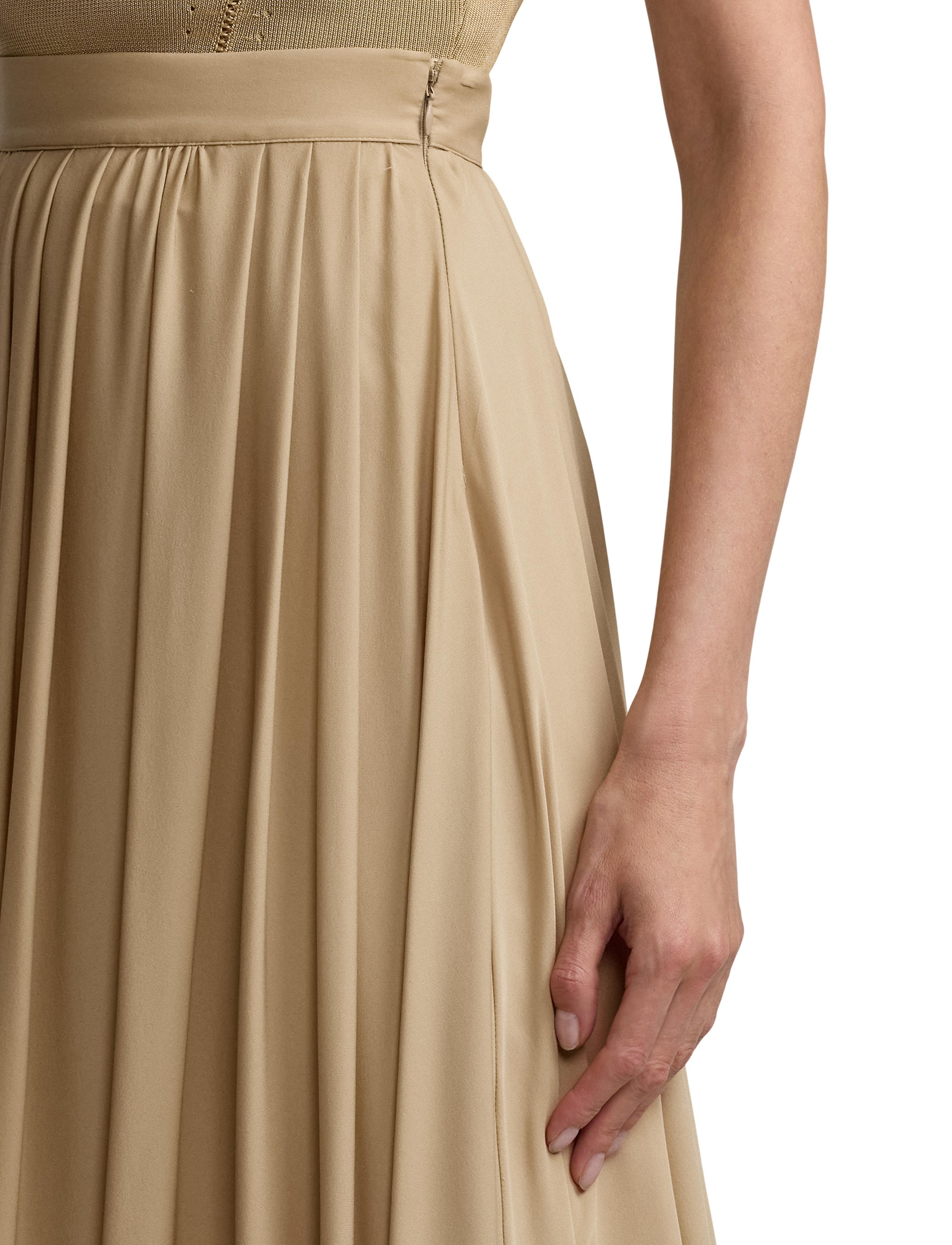 Jupe plissée Kynlee en soie - Lux Tan