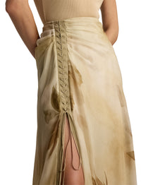 Maxi jupe Odera fleurie en gaze de soie - Tan & Multicolore