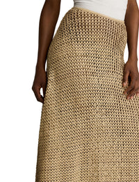 Robe Leanne évasée à taille marquée en cuir - Sable clair