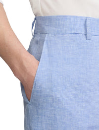 Glenn linen houndstooth trousers - Cornflower Blue & White