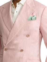 Veste Kent en soie et lin mélangé - Soft Pink
