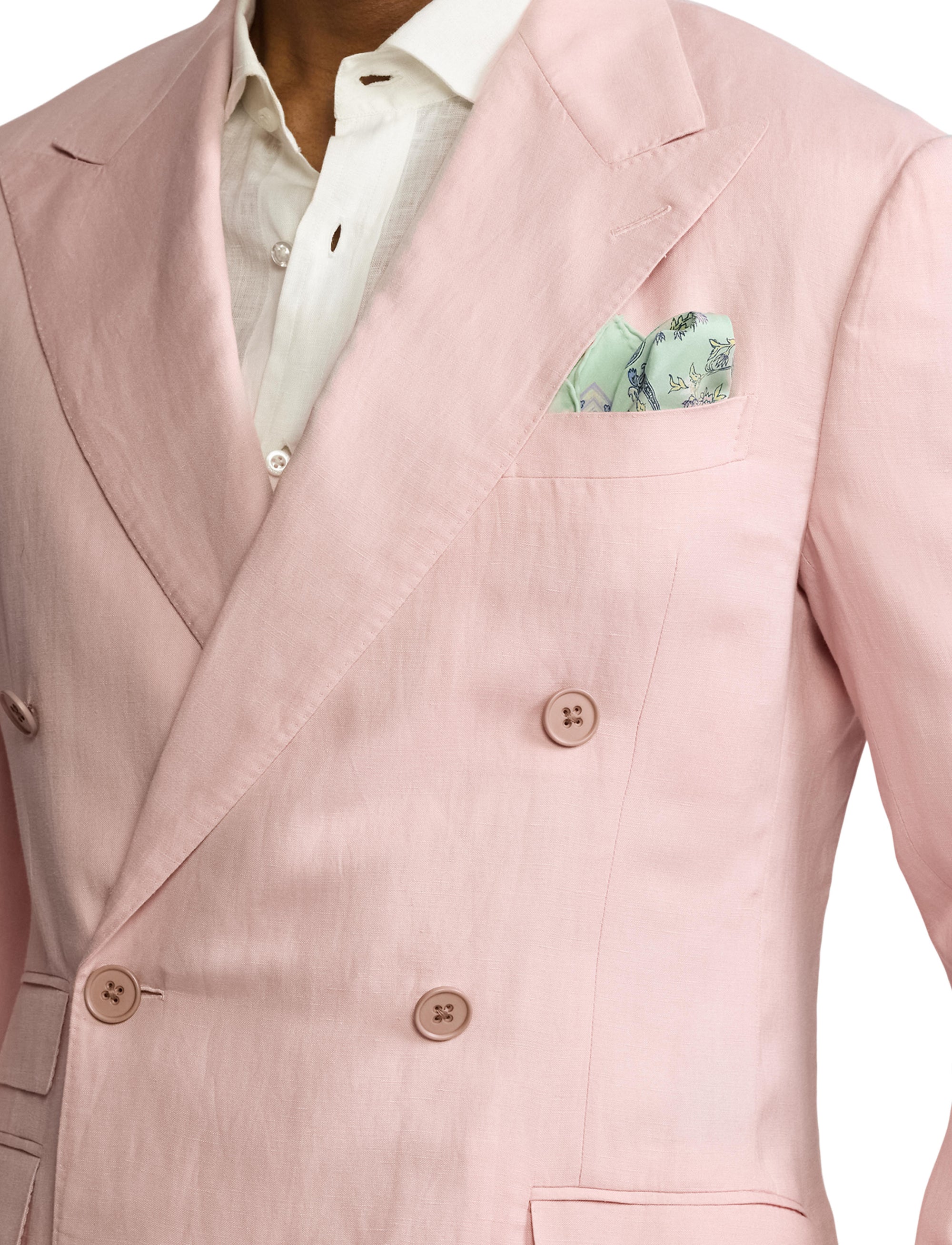 Veste Kent en soie et lin mélangé - Soft Pink