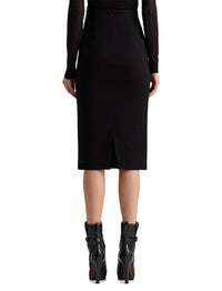 Jupe crayon courte Curran en cuir nappa - Noir