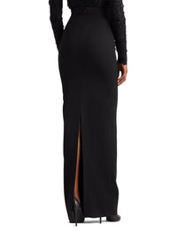 Jupe crayon taille haute en laine - Black