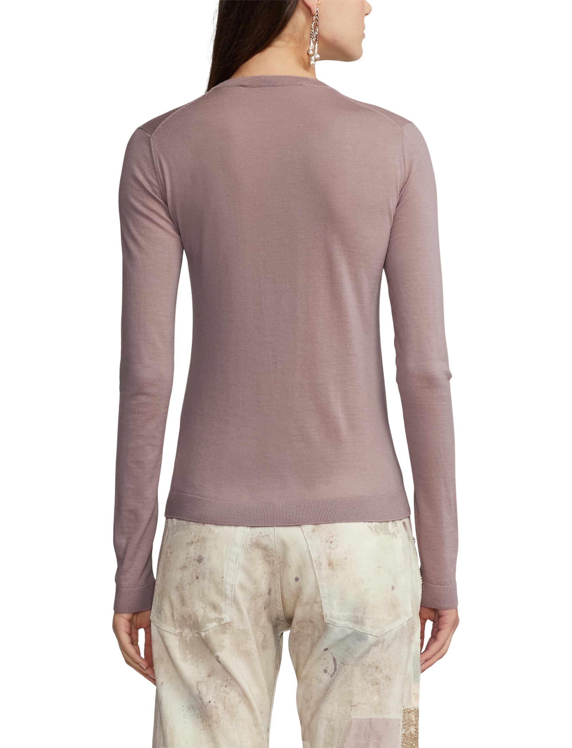 Pull col rond en cachemire - Mauve