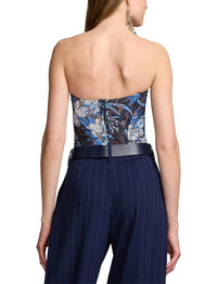 Haut bustier June fleuri en dentelle - Lux Navy & Cream Multi