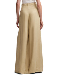 Greer silk twill and linen blend trousers with darts - Lux Tan
