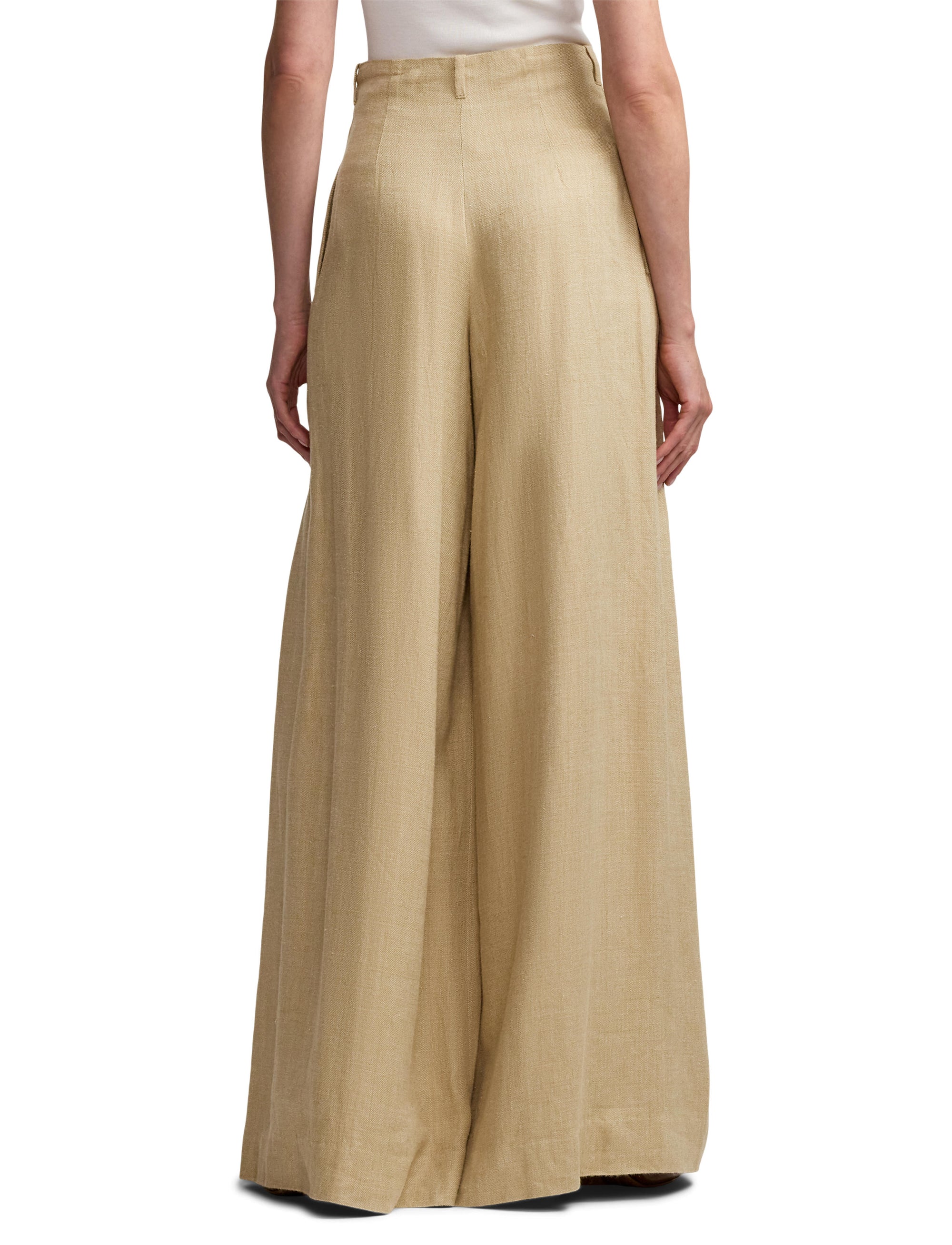 Greer silk twill and linen blend trousers with darts - Lux Tan