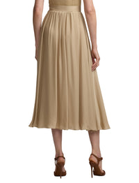 Jupe plissée Kynlee en soie - Lux Tan