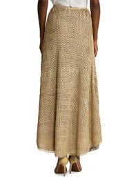 Robe Leanne évasée à taille marquée en cuir - Sable clair