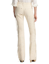 Pantalon Annabeth à franges en daim - Cream