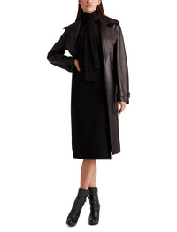 Jupe crayon courte Curran en cuir nappa - Noir