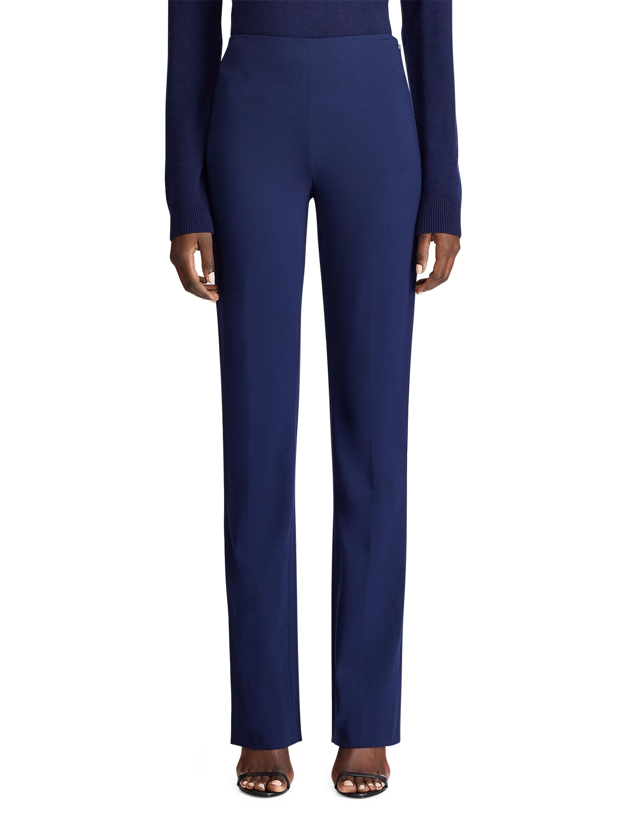 Pantalon Alandra à devant plat en laine - Bleu