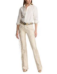 Pantalon Annabeth à franges en daim - Cream