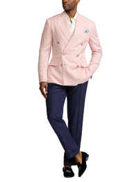 Veste Kent en soie et lin mélangé - Soft Pink