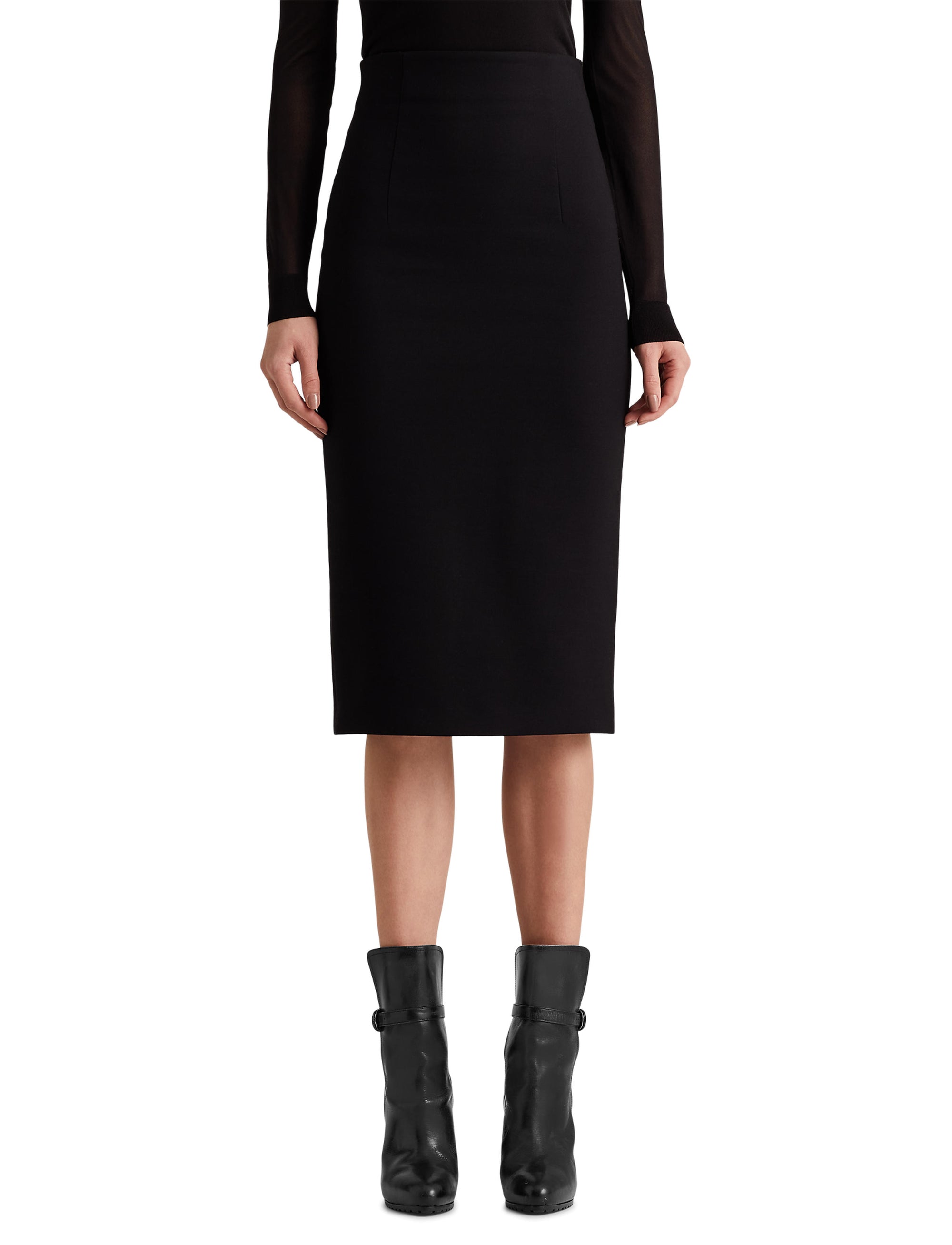Jupe crayon courte Curran en cuir nappa - Noir