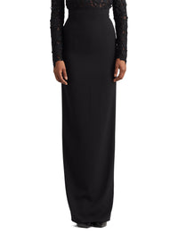 Jupe crayon taille haute en laine - Black