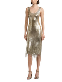 Robe de cocktail Dolley décorée en soie - Mineral