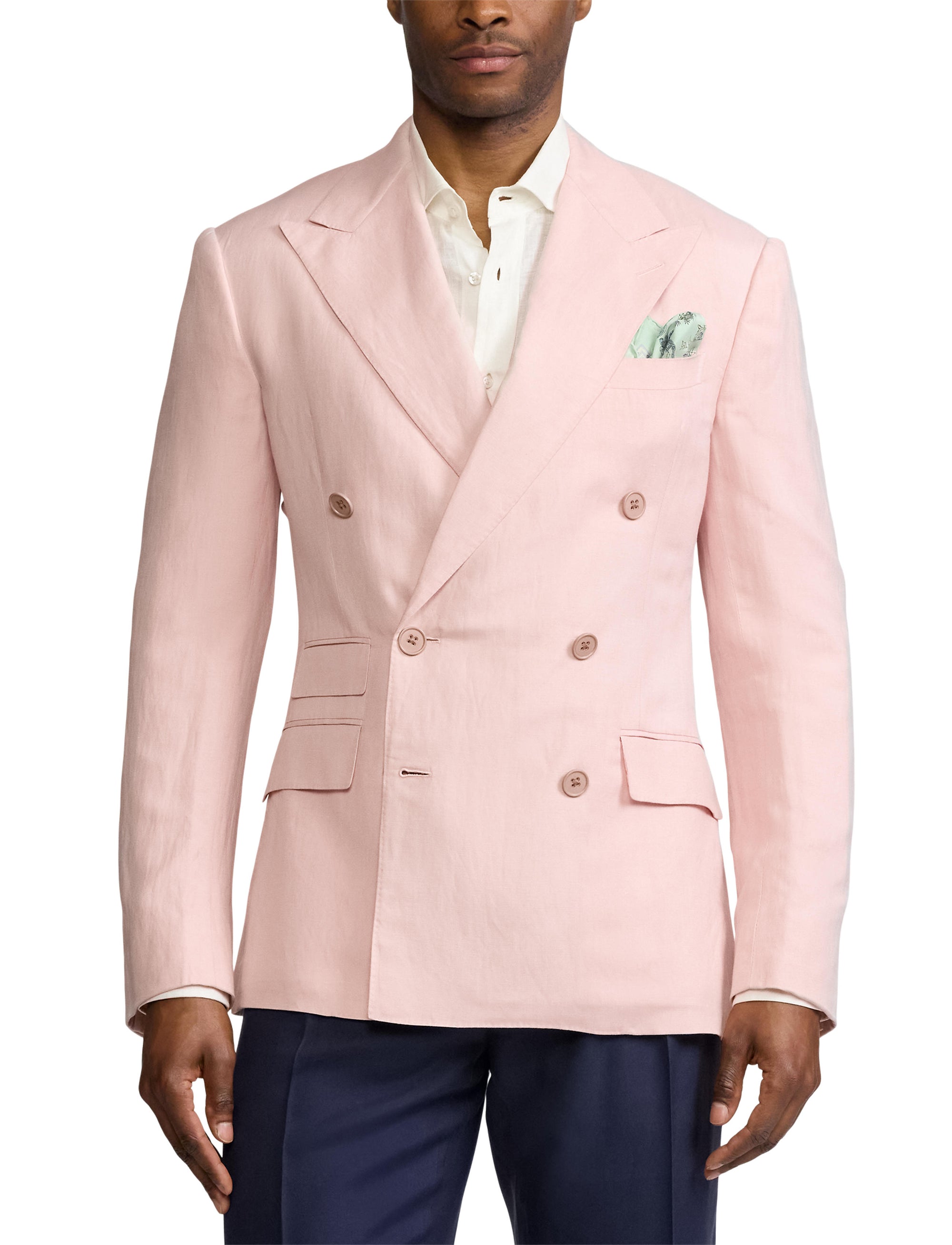 Veste Kent en soie et lin mélangé - Soft Pink