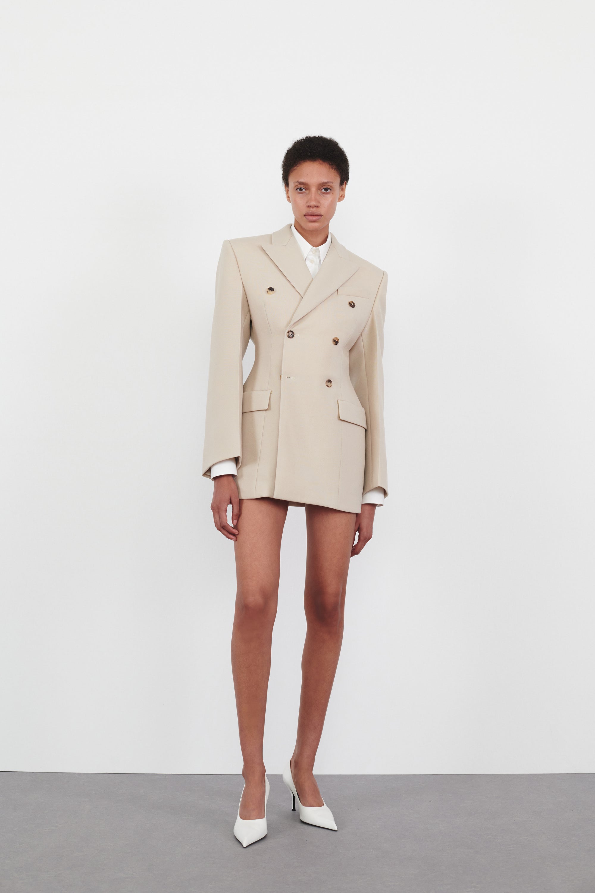 New Double Breasted Contour Blazer - Sand