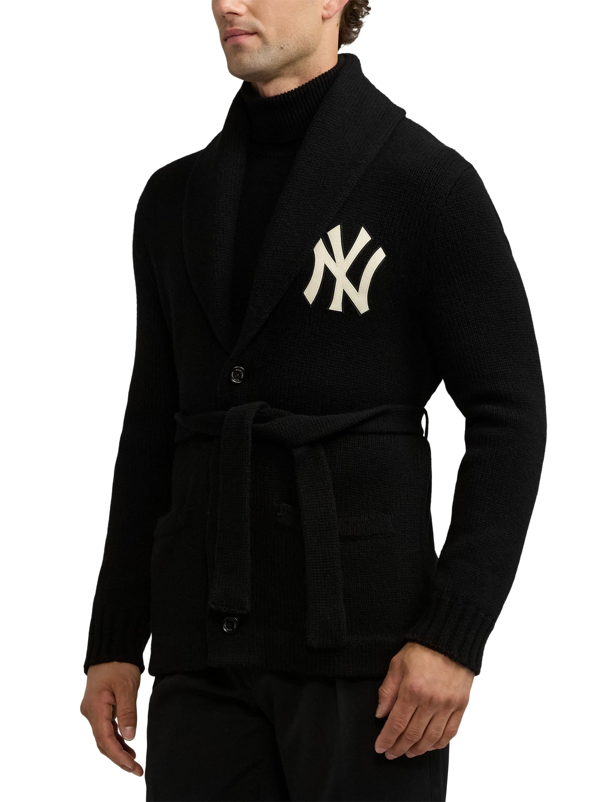 Cardigan Ralph Lauren Yankees en cachemire - Classic Black W & Cream
