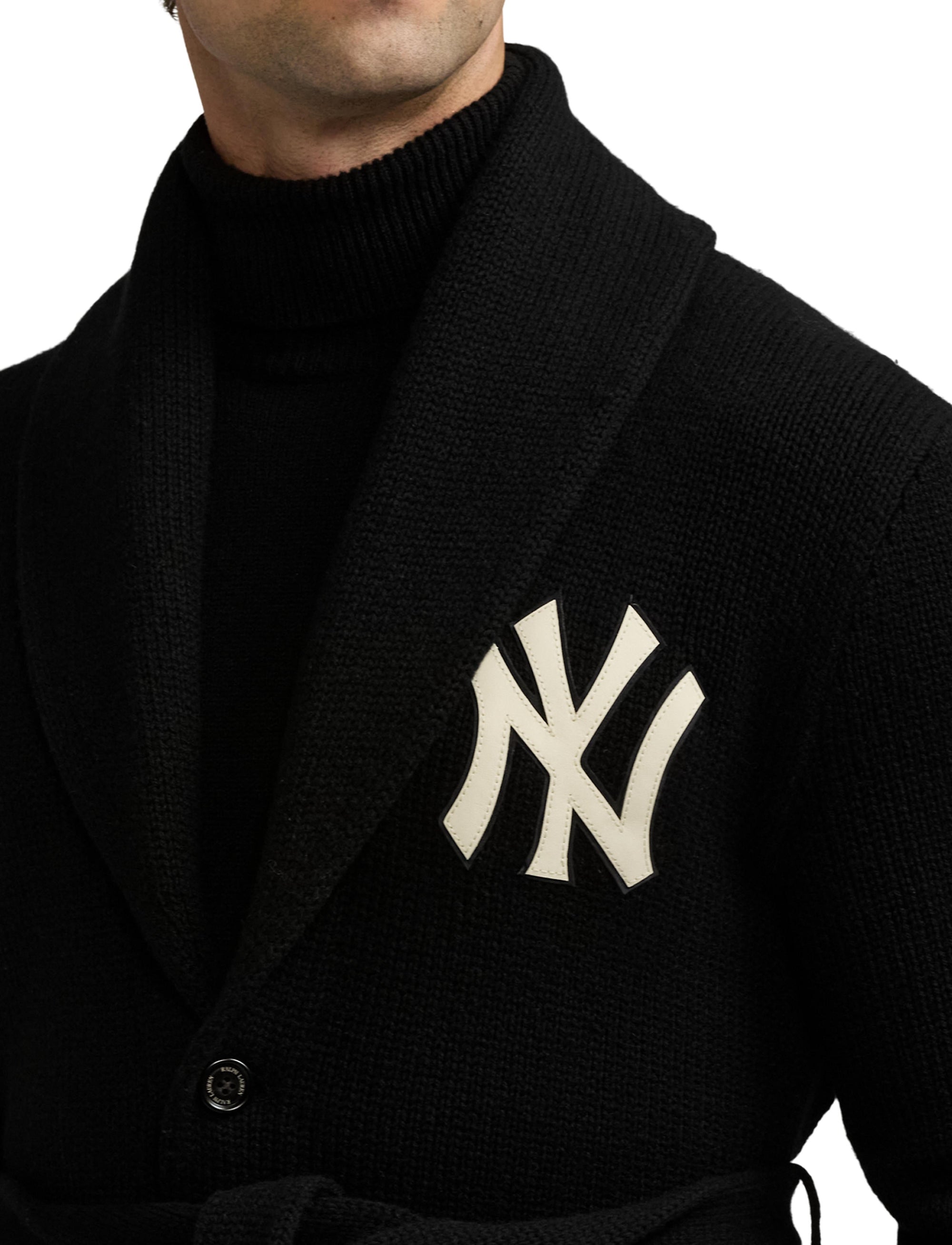 Cardigan Ralph Lauren Yankees en cachemire - Classic Black W & Cream