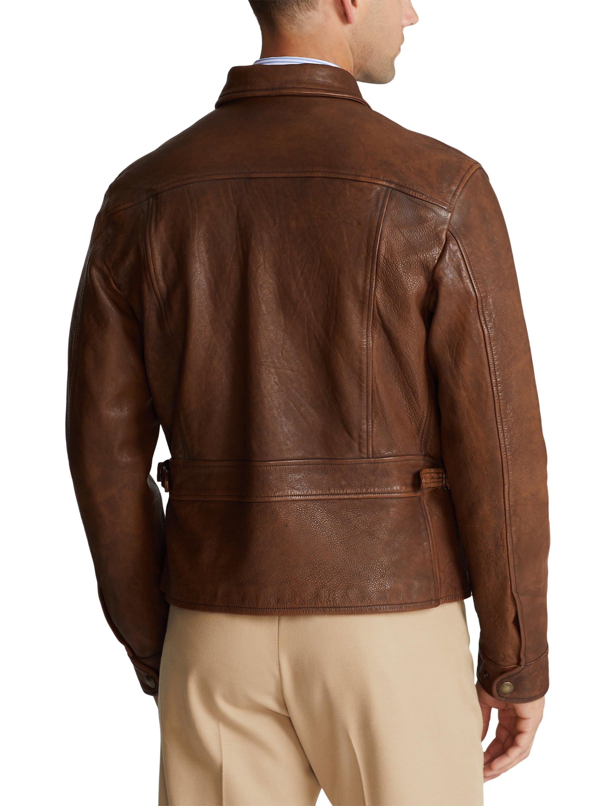 Veste newsboy Hugh en cuir - Marron Montecito
