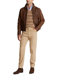 Veste newsboy Hugh en cuir - Marron Montecito