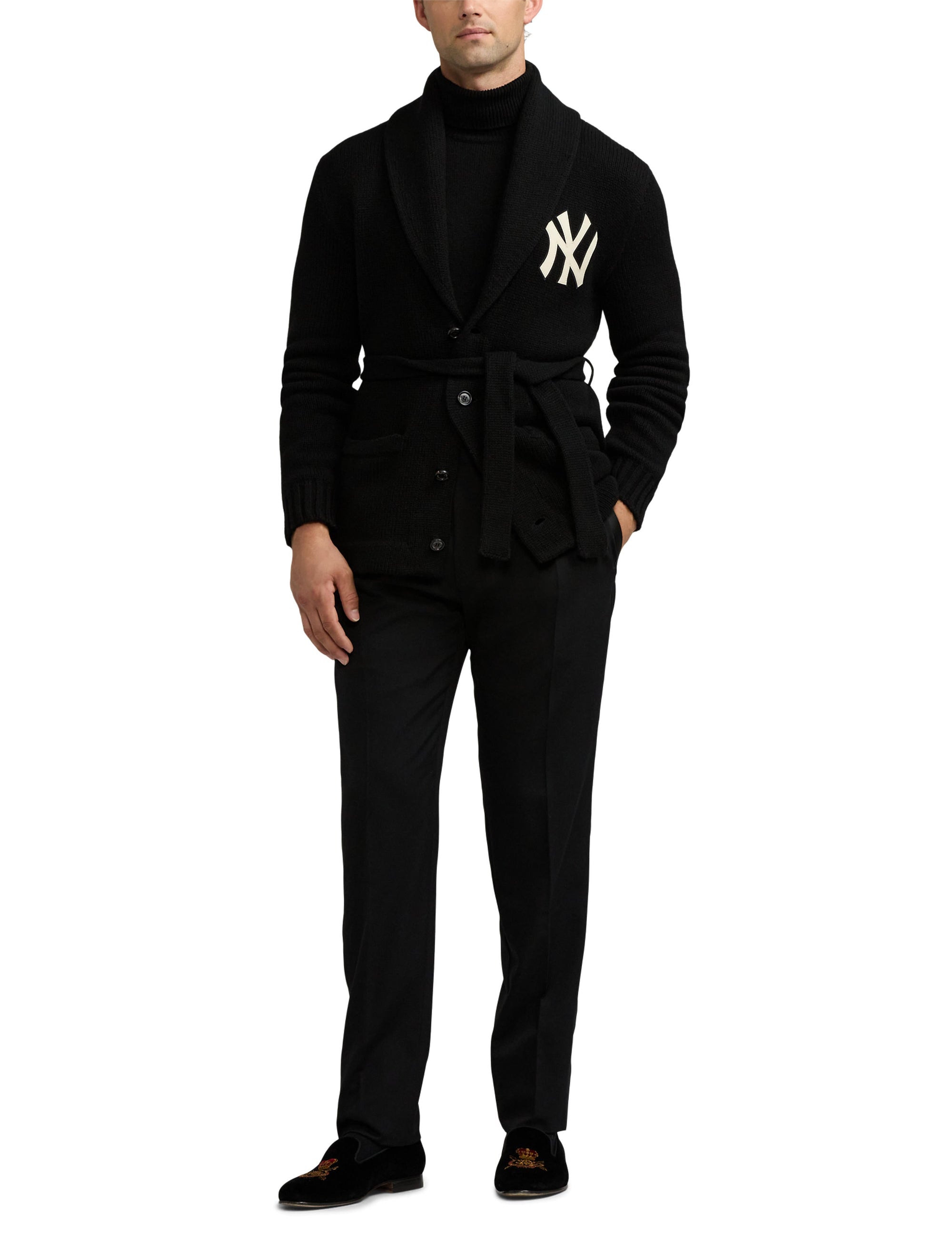 Cardigan Ralph Lauren Yankees en cachemire - Classic Black W & Cream