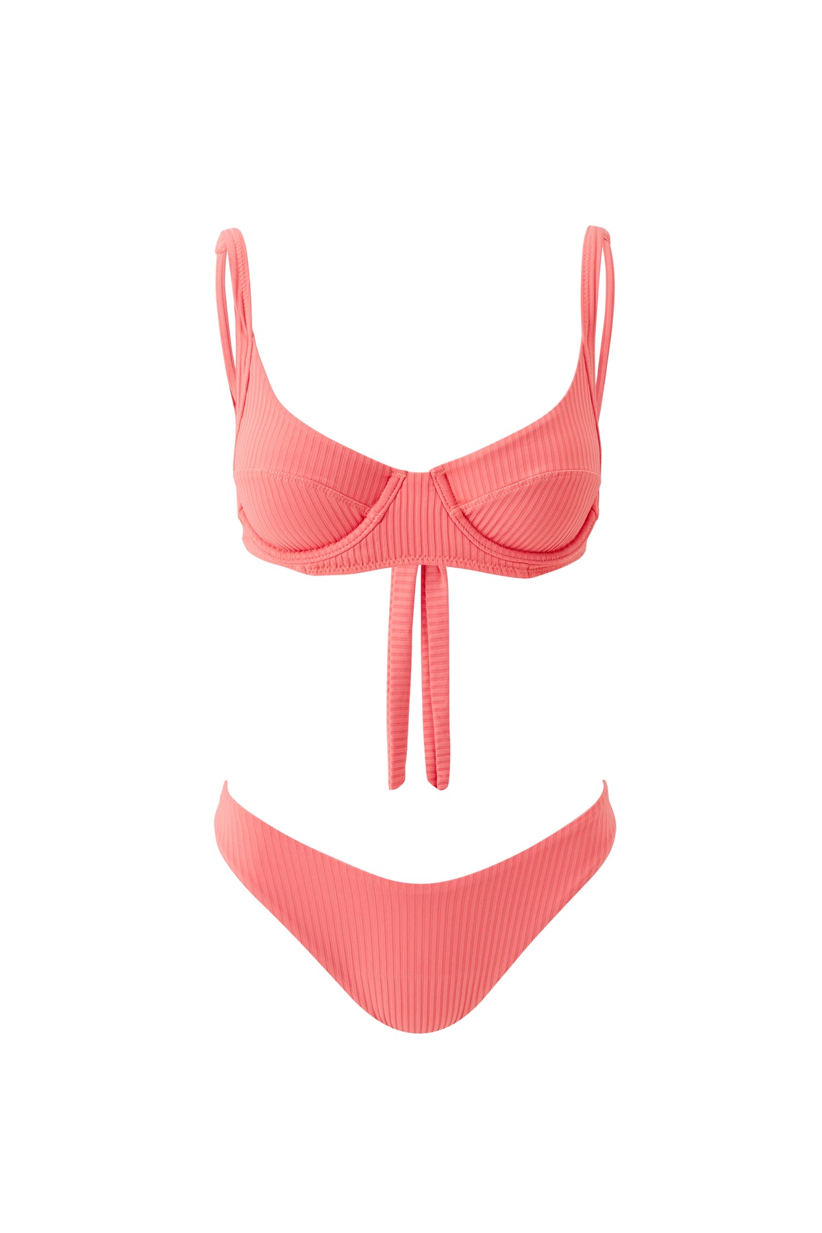 Apricot Ribbed Bas de bikini - Apricot Ribbed