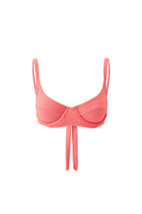 Noto textured balconette bikini top - Apricot Ribbed