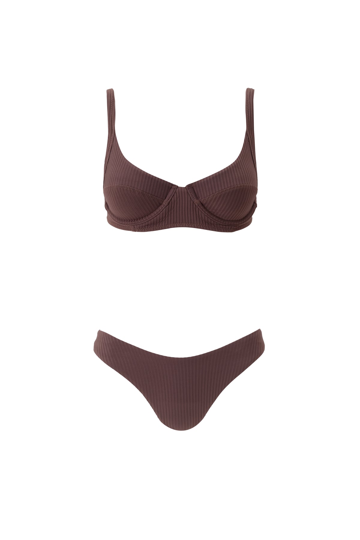 Brown Ribbed Bas de bikini - Brown Ribbed