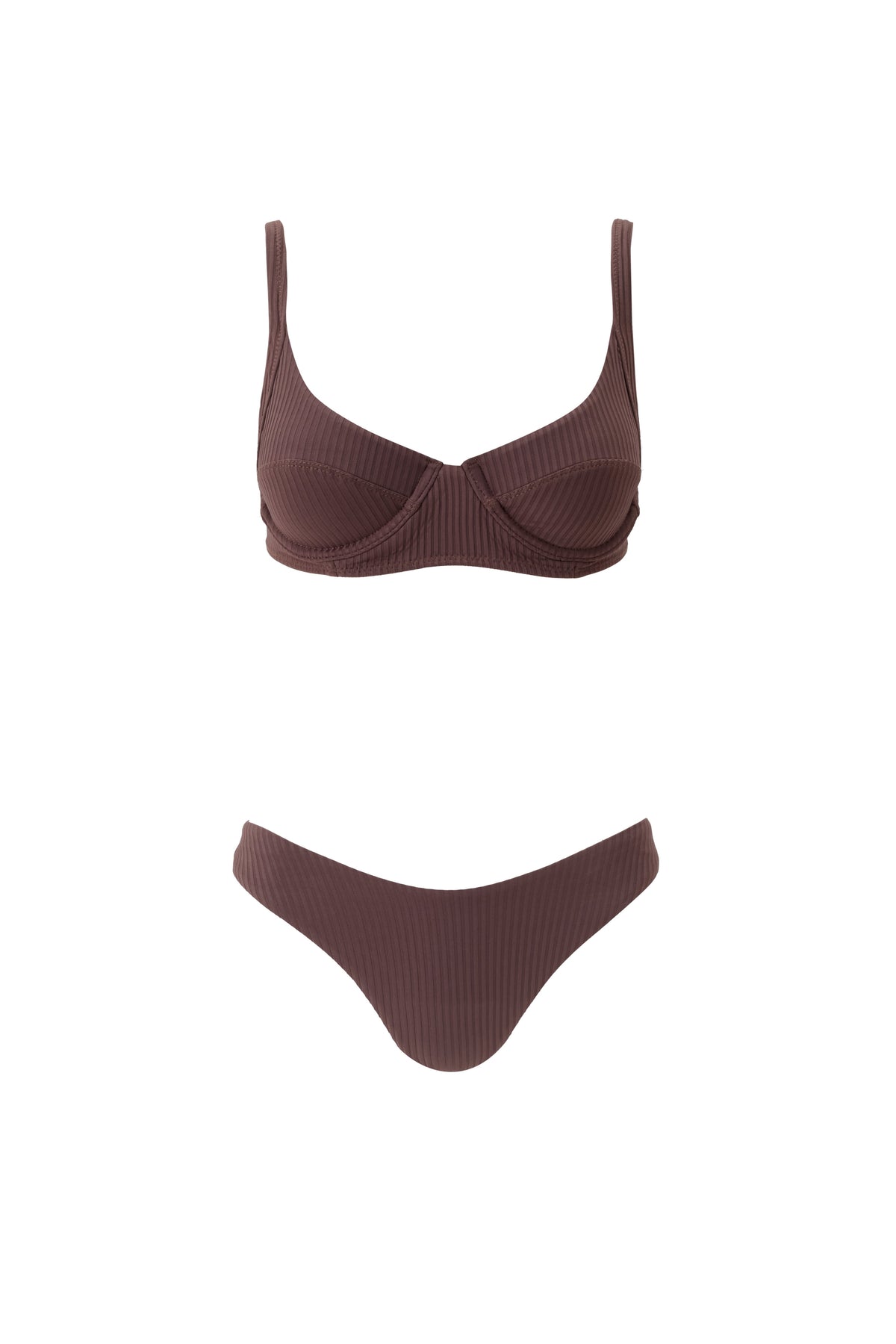 Brown Ribbed Haut de bikini - Brown Ribbed