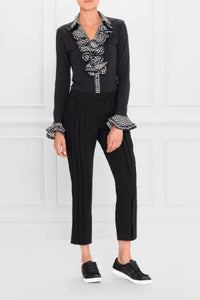 Chemise Stacy à double volants - Black & White