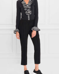Chemise Stacy à double volants en coton - Noir et blanc