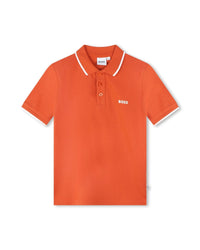 Polo à manches courtes à fermeture boutonnée - Dark tangerine