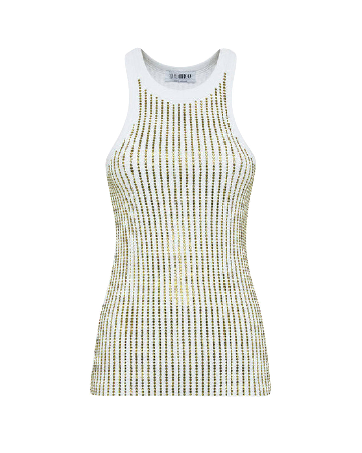 Top en jersey côtelé en coton - White & Green