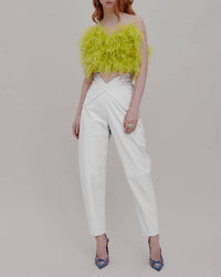 Top bustier en plumes - Lime