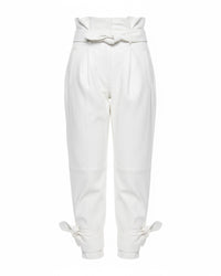Pantalon noué en cuir - White