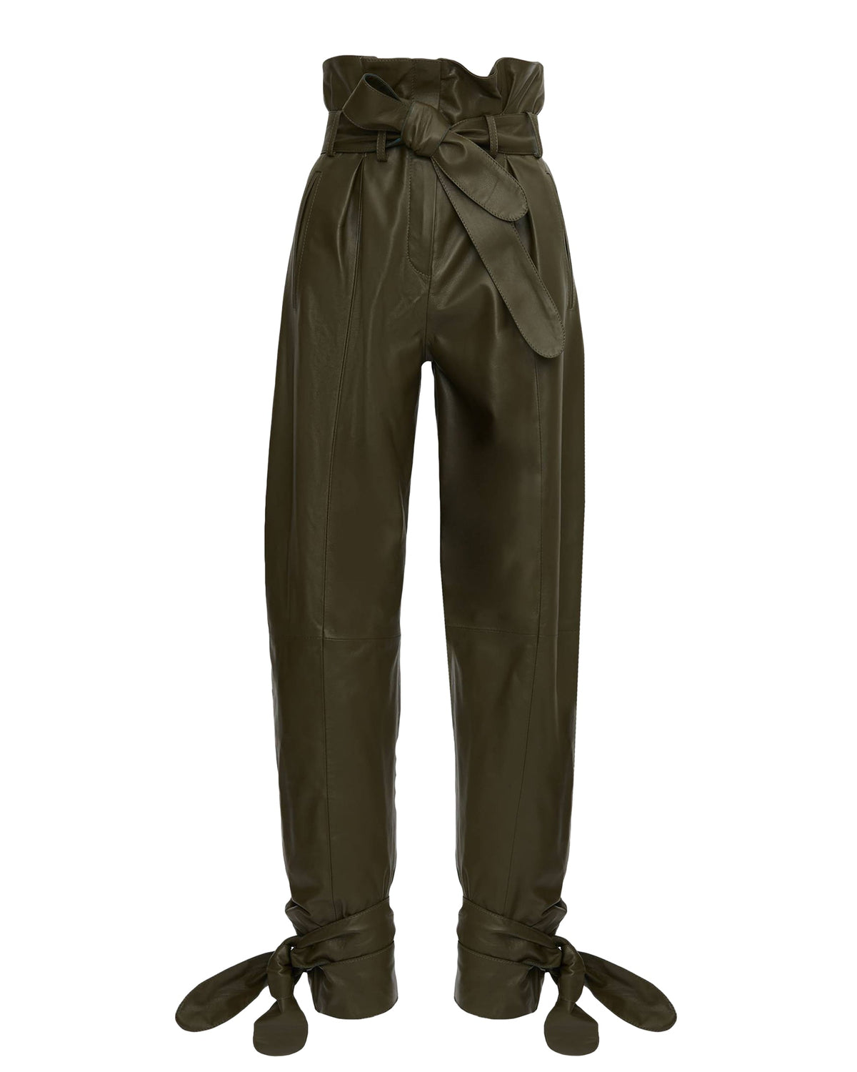 Pantalon noué en cuir - Military Green