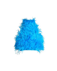Top à col haut en plumes - Turquoise